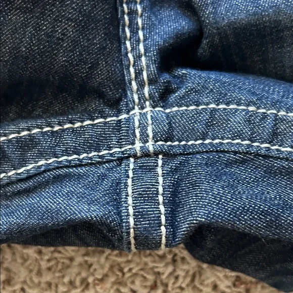 MISS ME⚜️Wide Leg Flare Dark Blue JEANS with Flap Pockets Size 30 - Picture 7 of 12